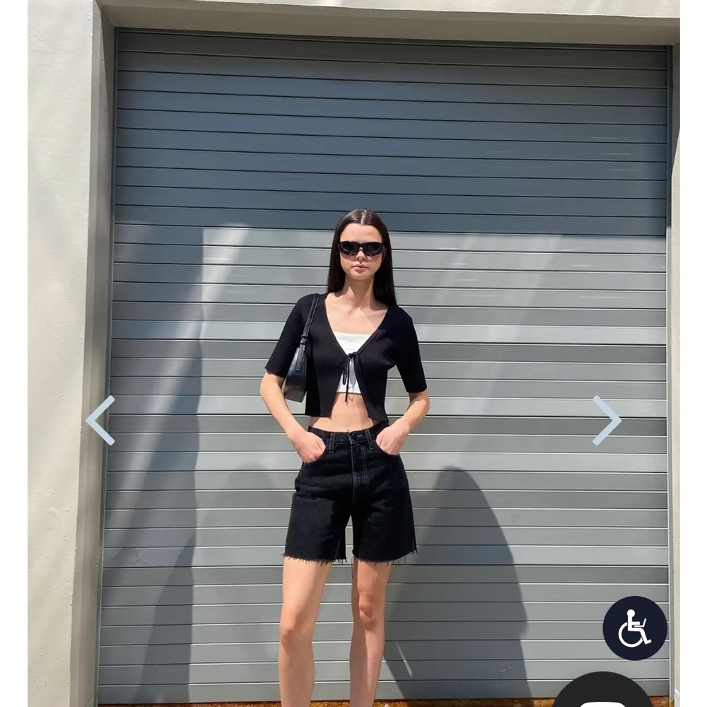 OAK + FORT Black Denim Shorts - Picture 2 of 7